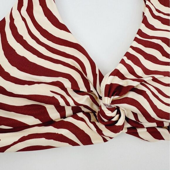 Andie The Portofino Top Zebra Bias Stripe Truffle Bikini Twist Top New Small - Picture 3 of 7